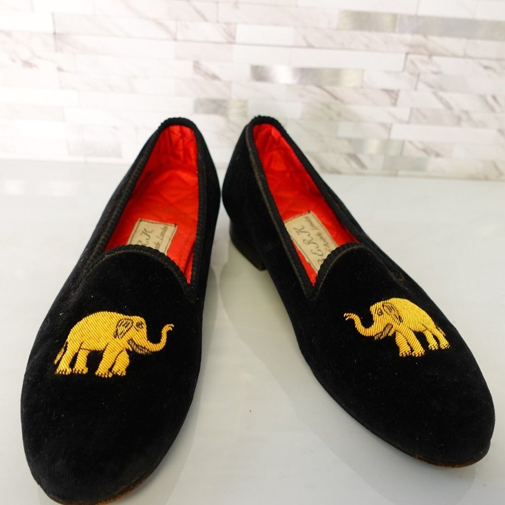 Black Loafer Velvet Slipper BERK Shoes UK 3 US 4.5 Elephant British ENGLAND $320